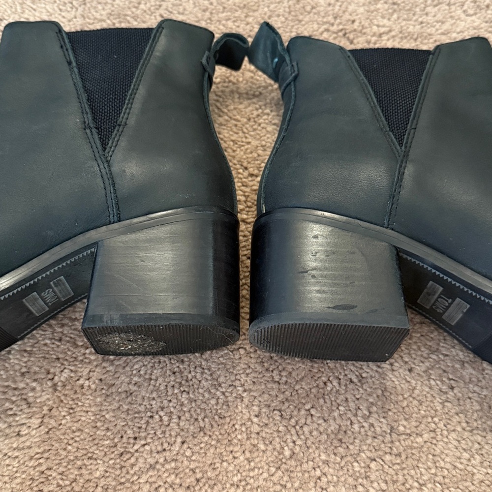 Toms Black Esme Heeled Leather Boots 6.5 - Picture 10 of 13